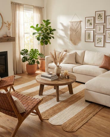  8' x 8'  Hand Scallop Braided Jute Square Rug