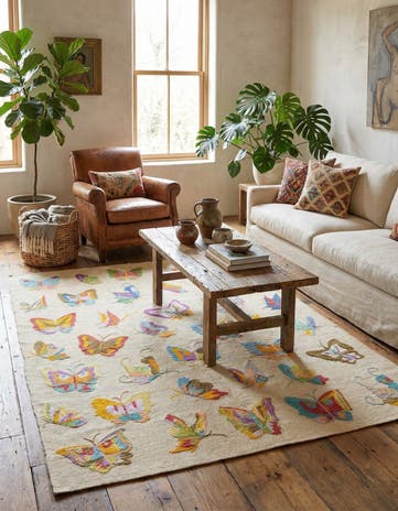 4' 5 x 5' 7 Hand Woven Kilim Suzani Wool Rug