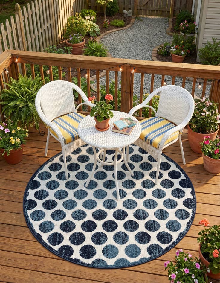Detail image of  5' x 5'  Washable Sabrina Soto Indoor / Outdoor Round Rug