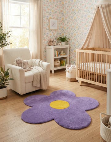 3' 1 x 3' 1 Happy Rugs Funky Flower Wool Round