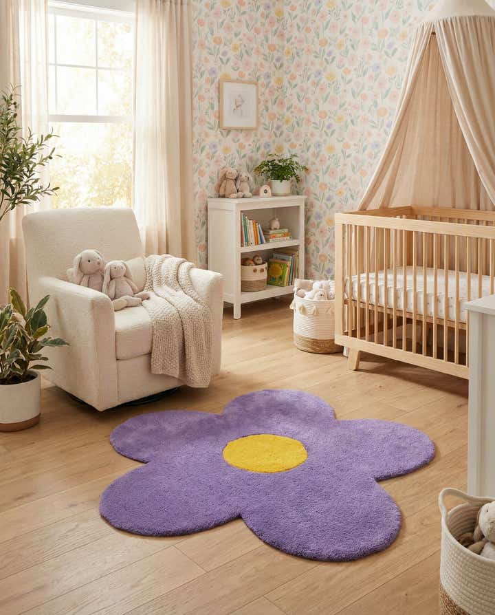 3' 1 x 3' 1 Happy Rugs Funky Flower Wool Round