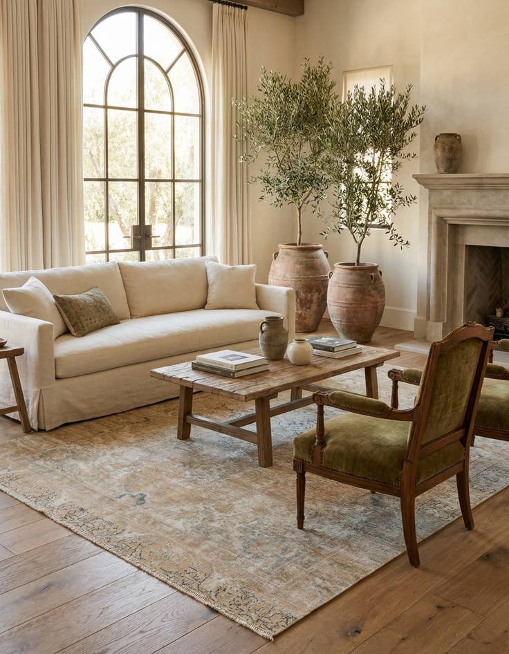 Detail image of  5' 7 x 9' 3  Hand Knotted Ultra Vintage Persian Wool Rug