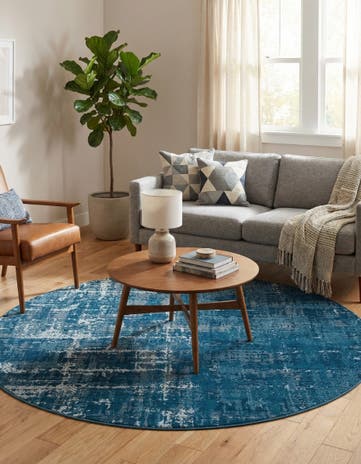 Blue Valencia Round Rug