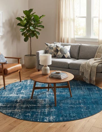 Blue Valencia Round Rug