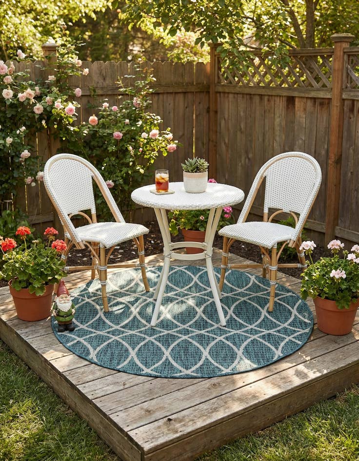 Detail image of 3' x 3'  Washable Trellis Indoor / Outdoor Round Rug