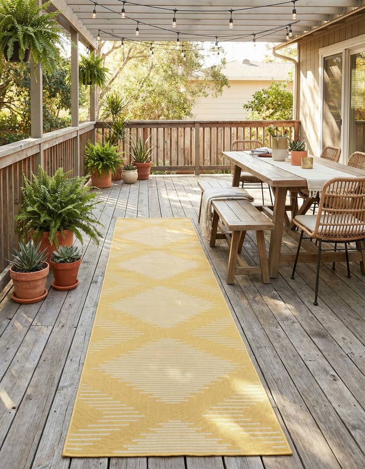 Detail image of 3' 3 x 14'  Washable Modern Indoor / Outdoor Runner Rug