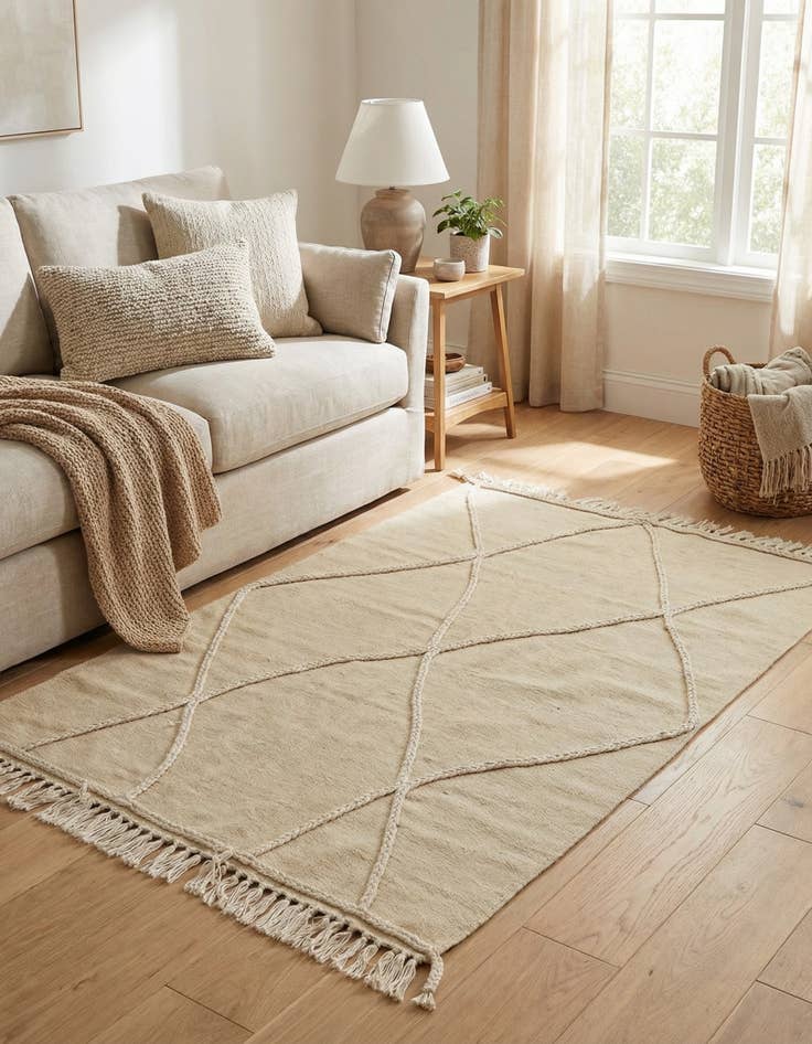 Detail image of 3' 4 x 4' 11  Hand Knotted Moroccan Wool Rug