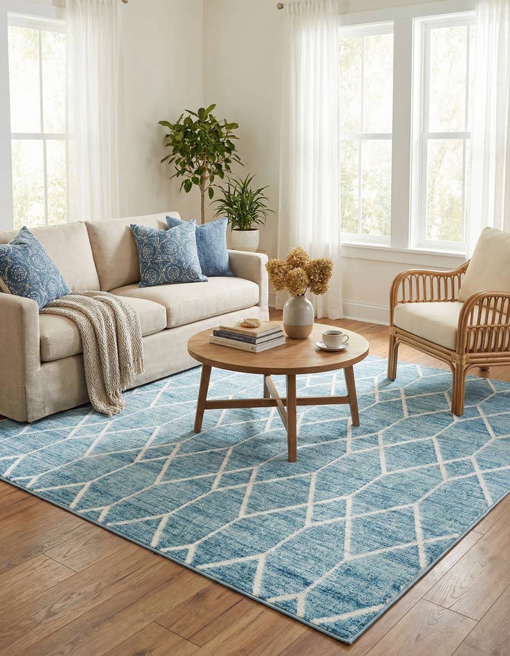 Detail image of  7' x 7' Lattice Trellis Square Rug