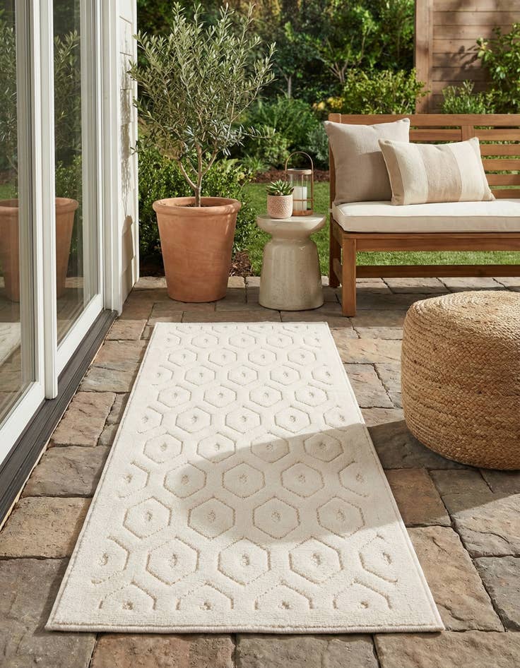 Detail image of 2' x 6' Easy-Clean Trellis Textured Indoor / Outdoor Runner Rug