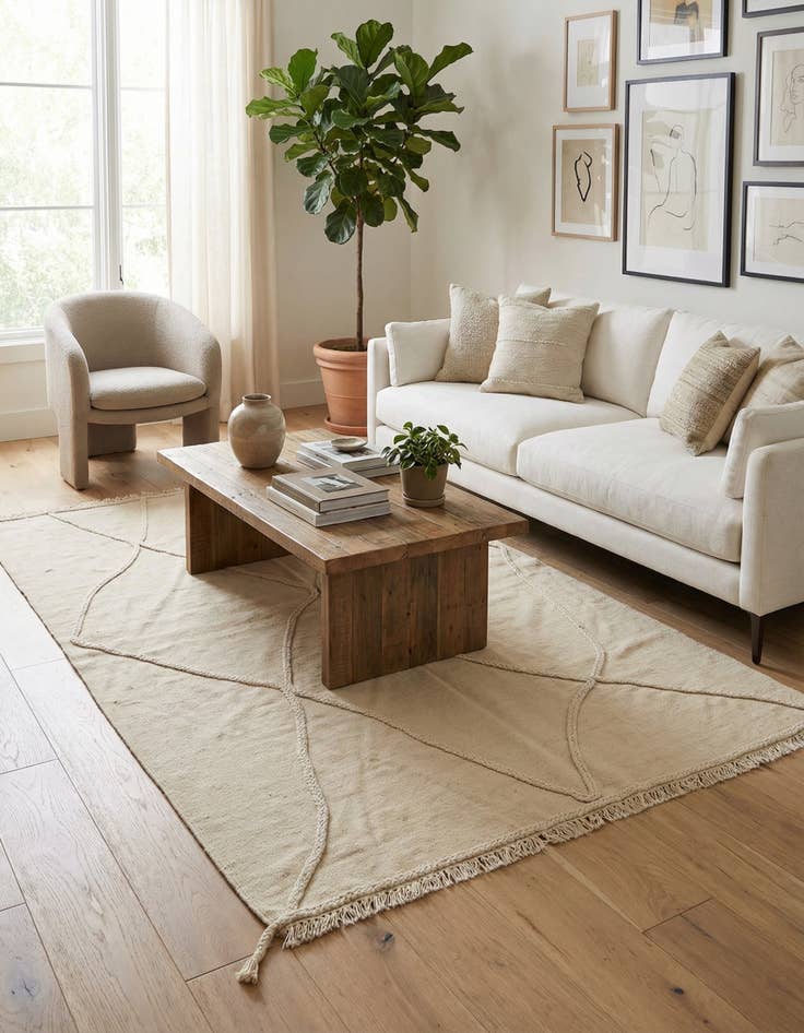 Detail image of 4' 2 x 6'  Hand Woven Kilim Modern Wool Rug