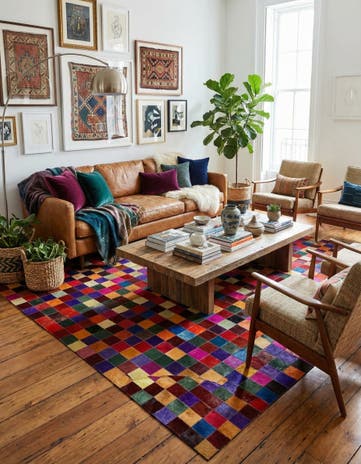 7' 11 x 9' 10 Cowhide - Patchwork Rug