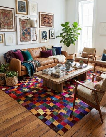 7' 11 x 9' 10 Cowhide - Patchwork Rug