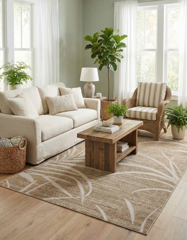 Detail image of 6' x 9'  Washable Botanical Indoor / Outdoor Rug