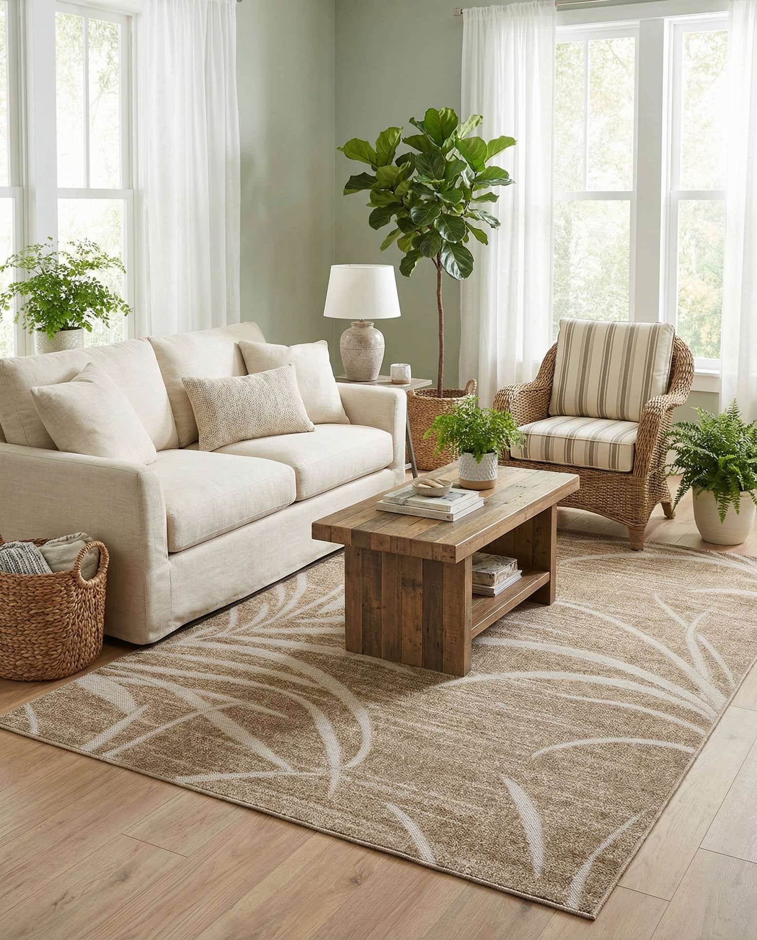 6' x 9' Easy-Clean Botanical Indoor / Outdoor Rug