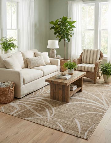 6' x 9' Easy-Clean Botanical Indoor / Outdoor Rug