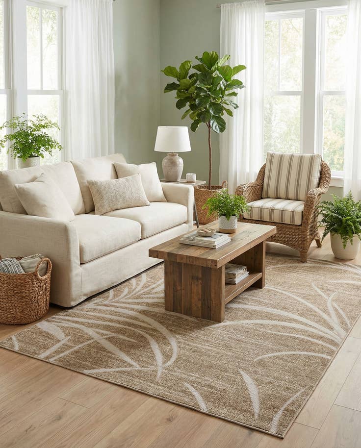 Detail image of 6' x 9' Easy-Clean Botanical Indoor / Outdoor Rug