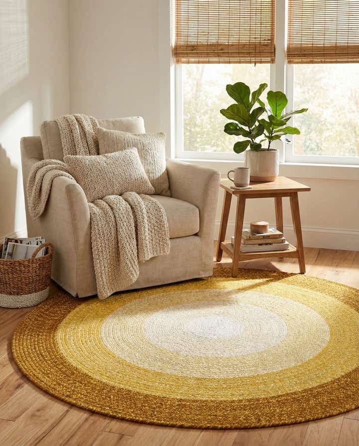 5' 1 x 5' 1 Hand Braided Wool Round Rug