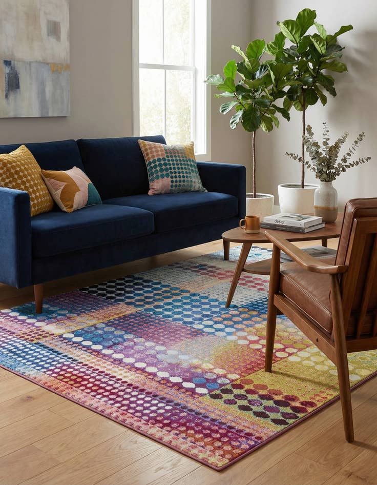 Detail image of 5' x 8'  Washable Modern Indoor / Outdoor Rug