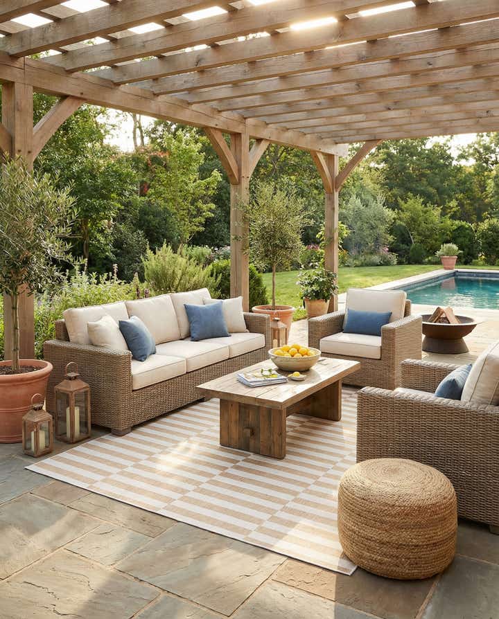 9' x 12' Easy-Clean Striped Indoor / Outdoor Rug