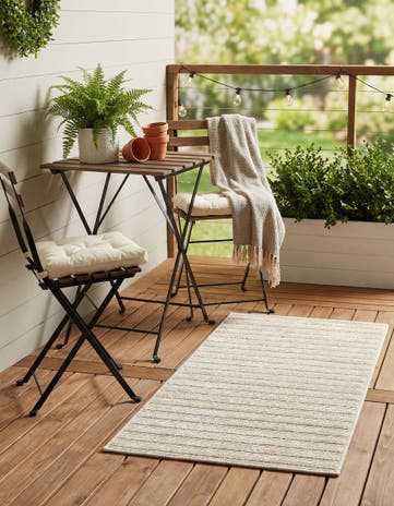 Beige and Ivory Easy-Clean Sabrina Soto Indoor / Outdoor Rug