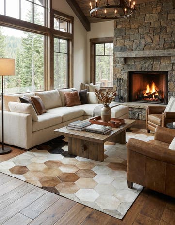 4' 10 x 8' Cowhide Leather Rug