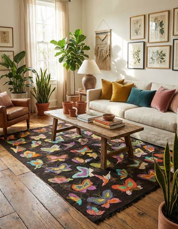 4' 10 x 6' 6 Hand Woven Kilim Suzani Wool Rug