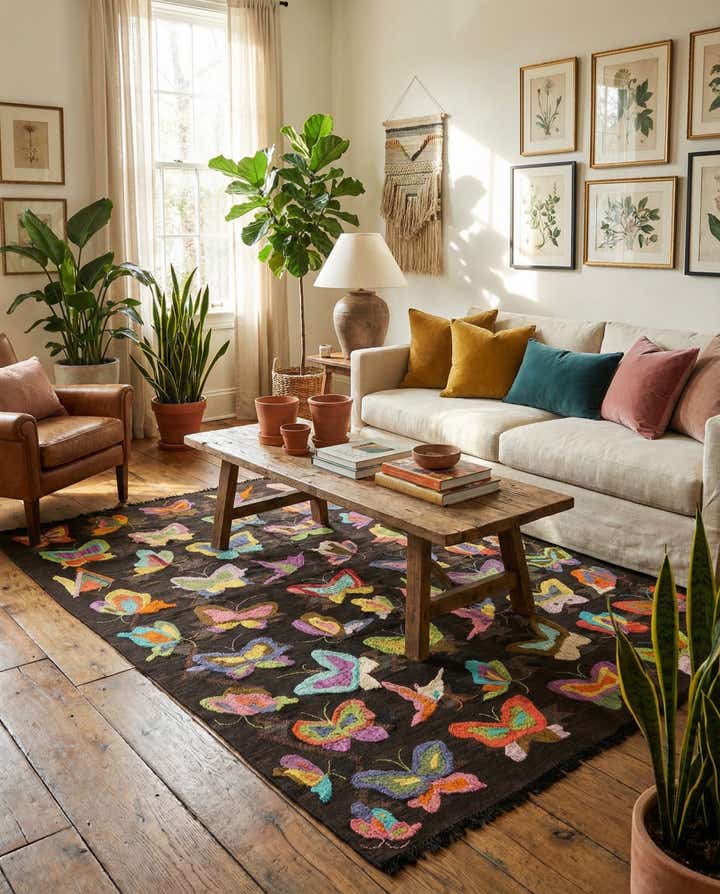 4' 10 x 6' 6 Hand Woven Kilim Suzani Wool Rug