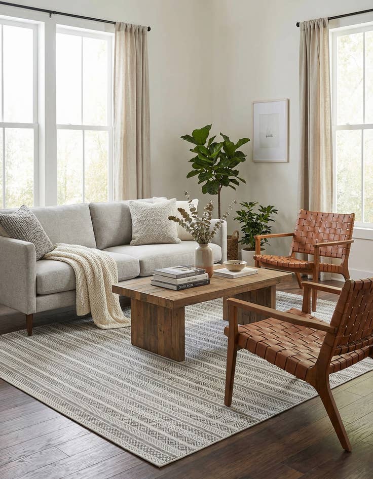 Detail image of 6' x 9' Easy-Clean Striped Indoor / Outdoor Rug