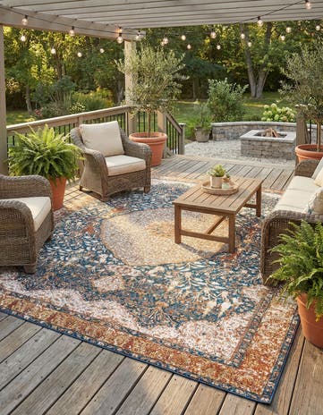 10' x 10' Easy-Clean Traditional Indoor / Outdoor Square Rug