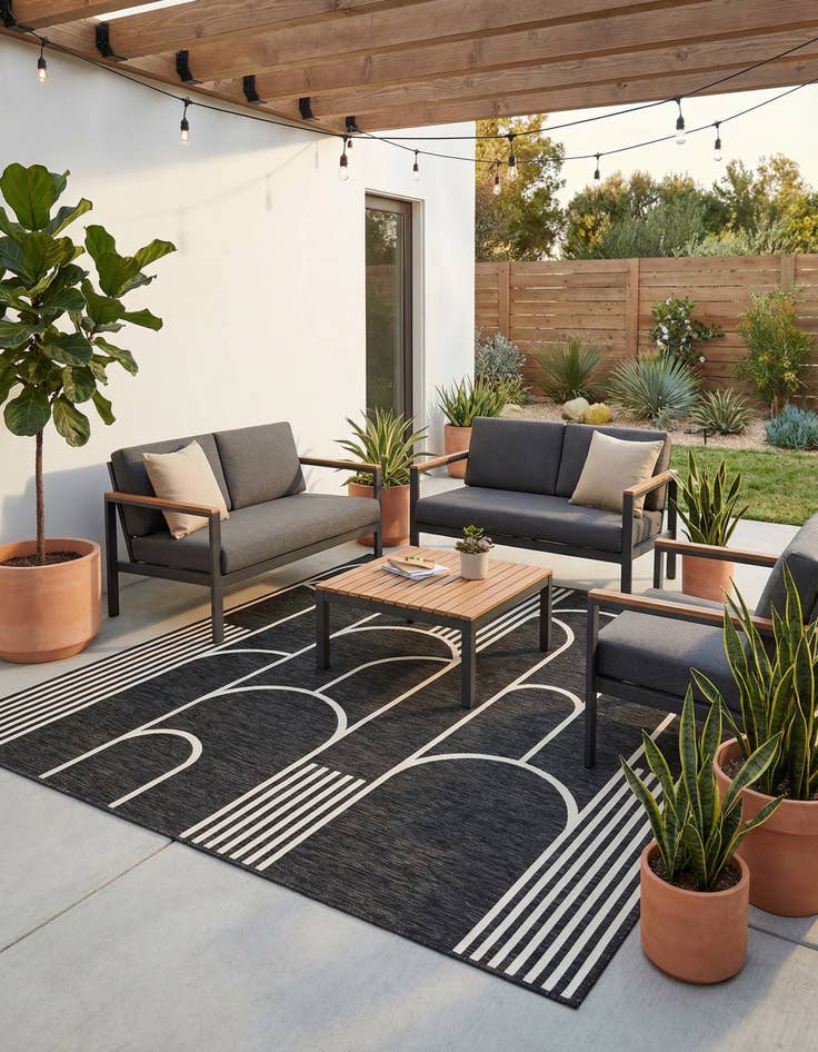 Detail image of  10' x 10'  Washable Modern Indoor / Outdoor Square Rug