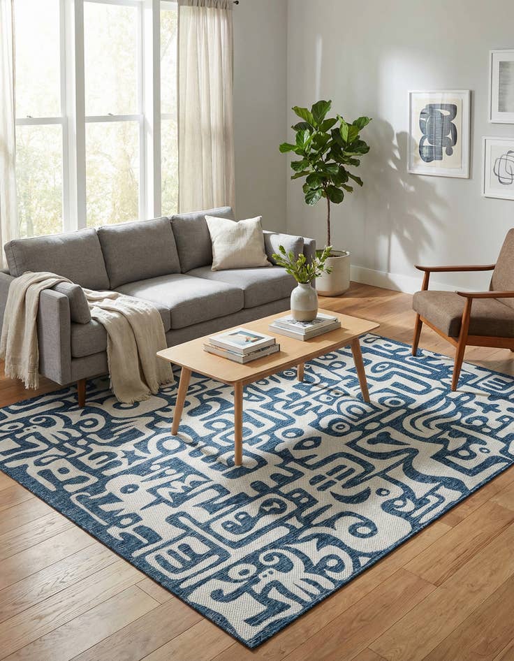 Detail image of  7' 10 x 10'  Washable Modern Indoor / Outdoor Rug