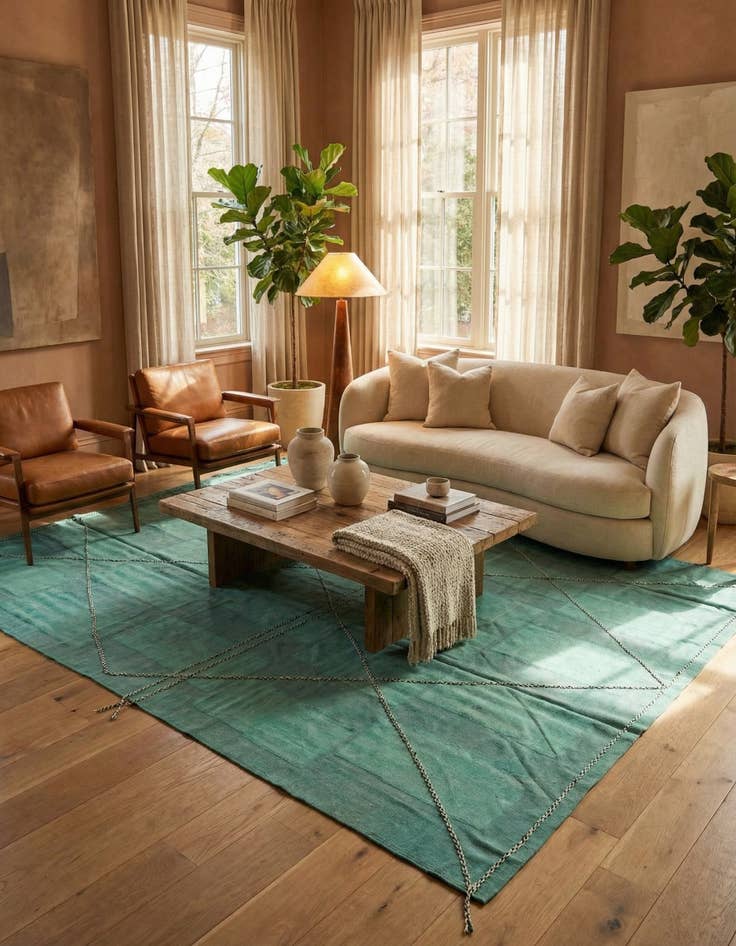 Detail image of 7' 11 x 10' 11  Hand Woven Kilim Modern Wool Rug