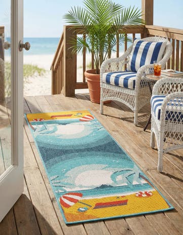 2' x 5' Easy-Clean Coastal Indoor / Outdoor Runner Rug