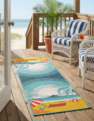 2' x 5' Easy-Clean Coastal Indoor / Outdoor Runner Rug