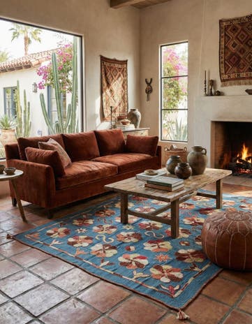 5' 8 x 7' 2 Hand Woven Kilim Suzani Wool Rug