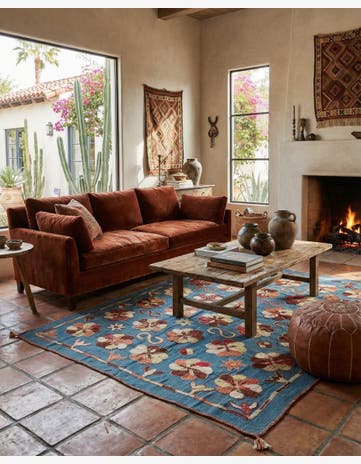 5' 8 x 7' 2 Hand Woven Kilim Suzani Wool Rug