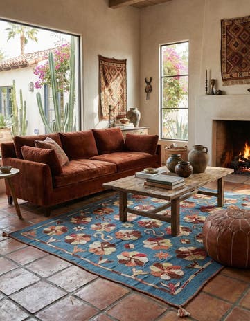 5' 8 x 7' 2 Hand Woven Kilim Suzani Wool Rug