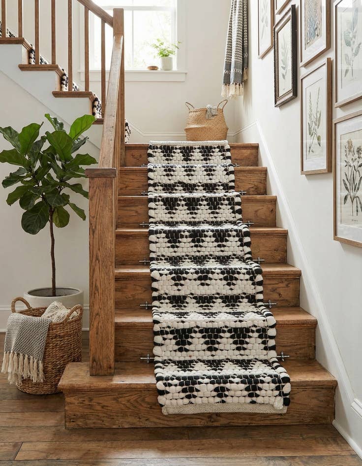 Detail image of 0' 9 x 2' 6  Hand Woven Chindi Jute Stair Rug