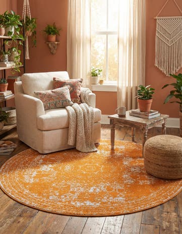 Orange Dover Round Rug