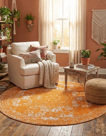 Orange Dover Round Rug