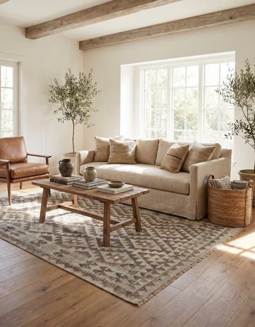 4' 8 x 6' 8 Hand Woven Kilim Maymana Wool Rug
