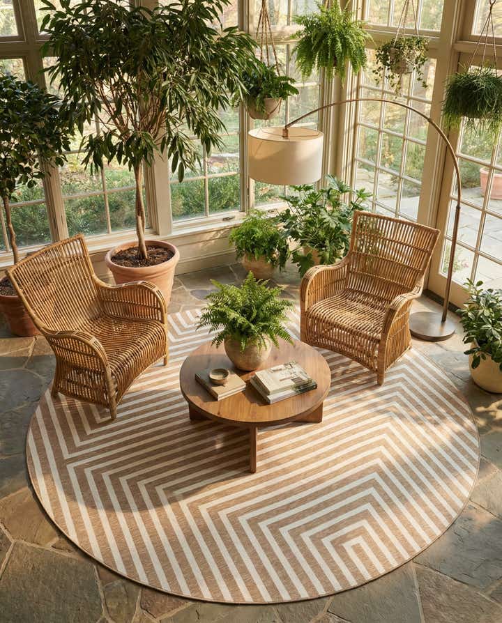 12' x 12' Easy-Clean Modern Indoor / Outdoor Round Rug