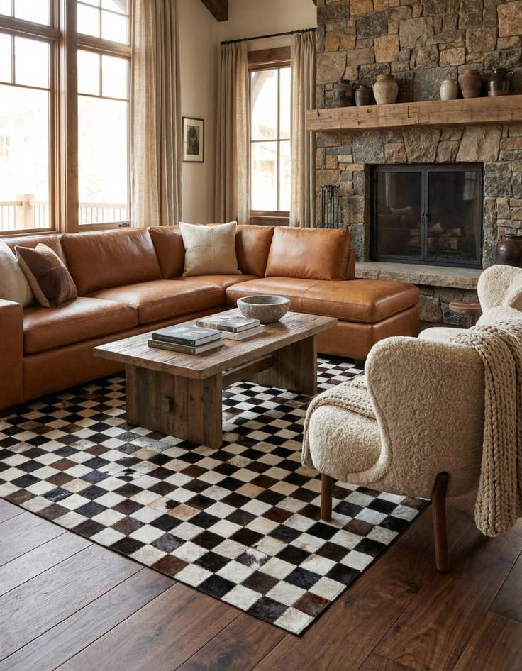 Detail image of 5' x 8' Cowhide Stocks Rug