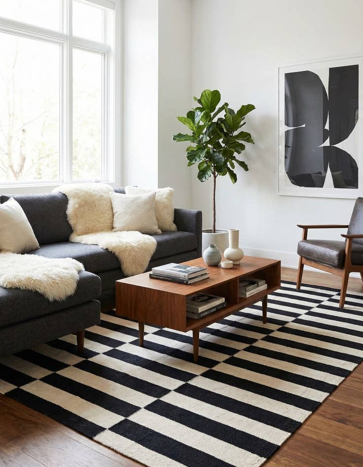 Detail image of 3' 3 x 5'  Hand Woven Kilim Modern Wool Rug