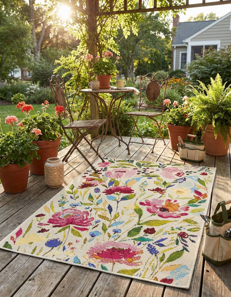 Detail image of  2' x 3'  Washable Botanical Indoor / Outdoor Rug