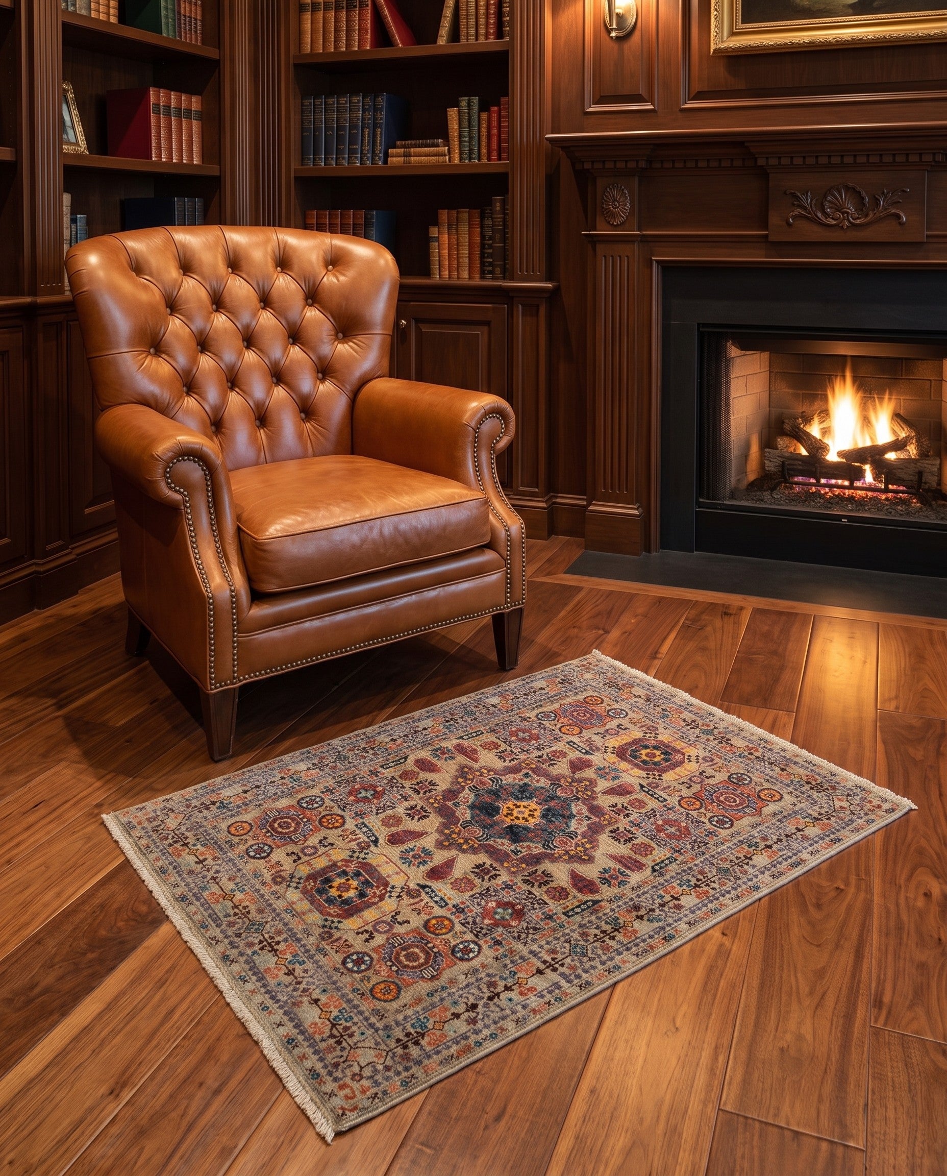3' 4 x 4' 9 Hand Knotted Mamluk Ziegler Rug