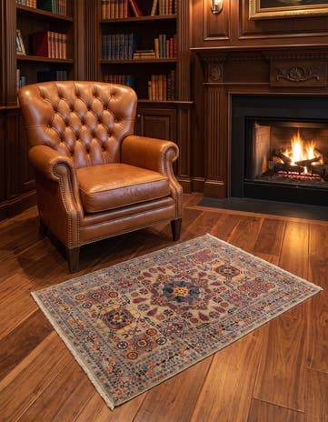 3' 4 x 4' 9 Hand Knotted Mamluk Ziegler Rug