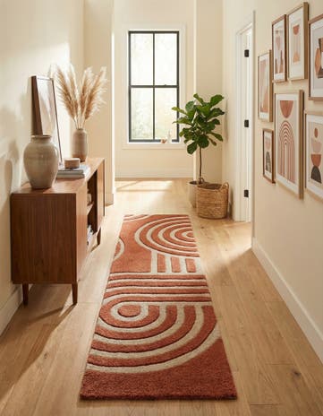 Orange Handtufted Wool Runner Rug