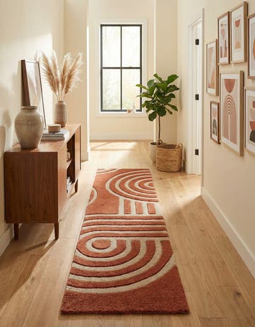 Orange Handtufted Wool Runner Rug