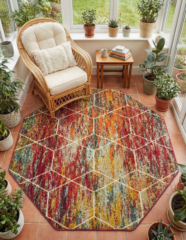 Detail image of 6' x 6' Trellis Frieze Octagon Rug
